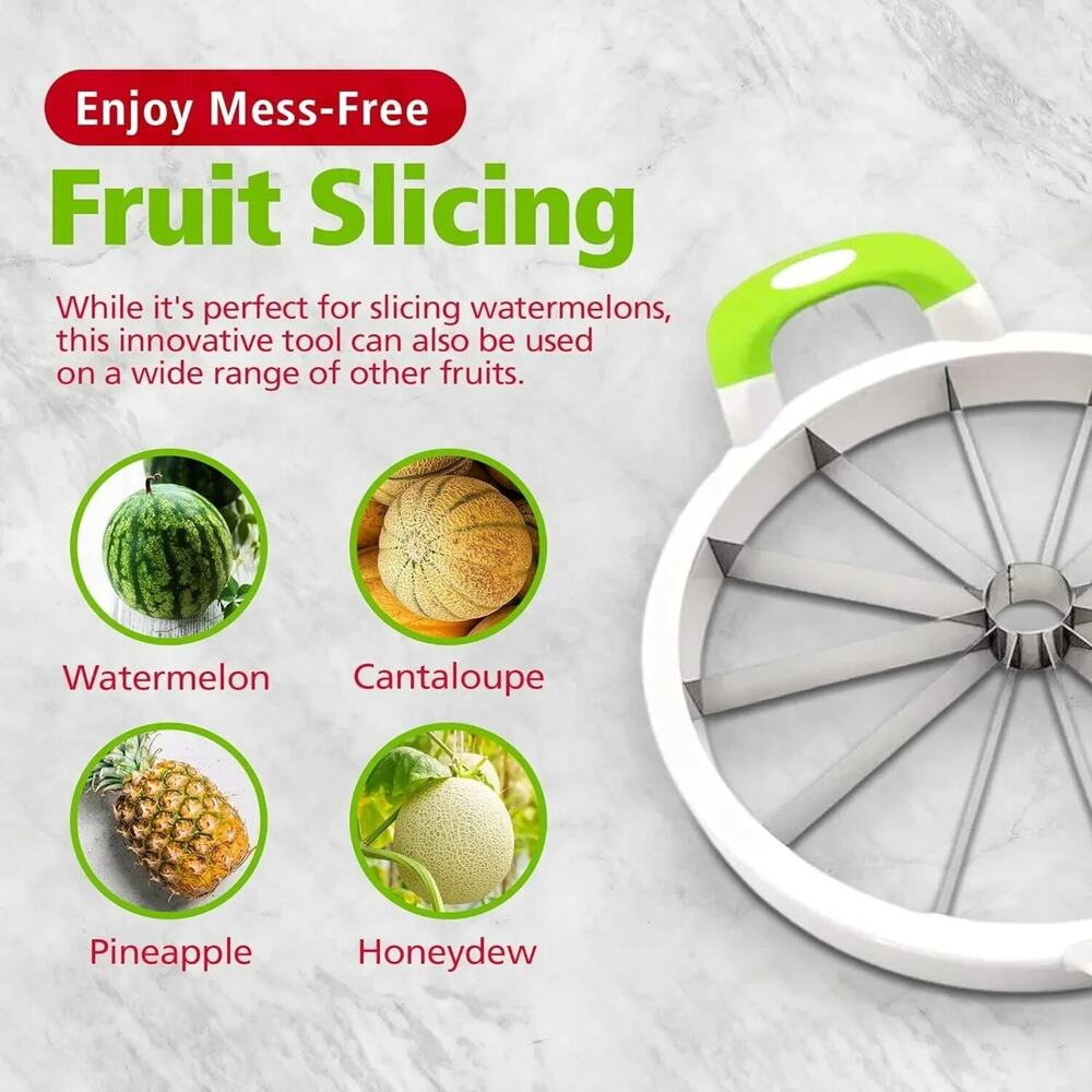 Watermelon Slicer Cutter Comfort Silicone Handle Home Stainless Still Blade - Picture 5 of 8